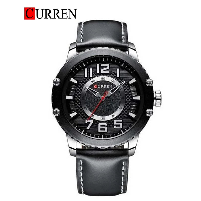 CURREN 8341 Montre Homme en Cuir Quartz Élégante