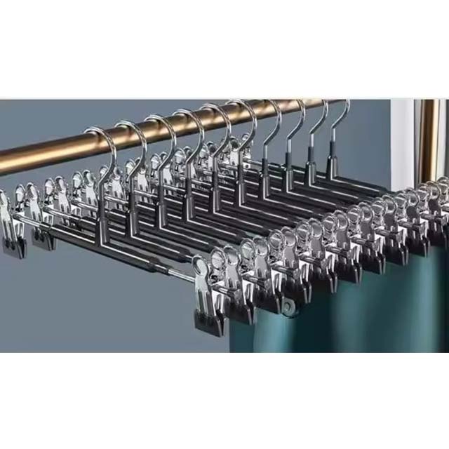 Stainless Steel Rack Clip – Anti-Slip Pants & Skirt Hanger with Wardrobe Clothespin Clamps
