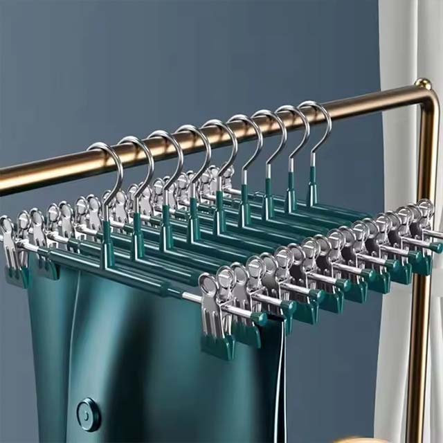 Stainless Steel Rack Clip – Anti-Slip Pants & Skirt Hanger with Wardrobe Clothespin Clamps