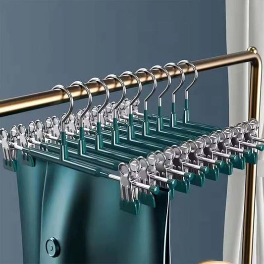 Stainless Steel Rack Clip – Anti-Slip Pants & Skirt Hanger with Wardrobe Clothespin Clamps