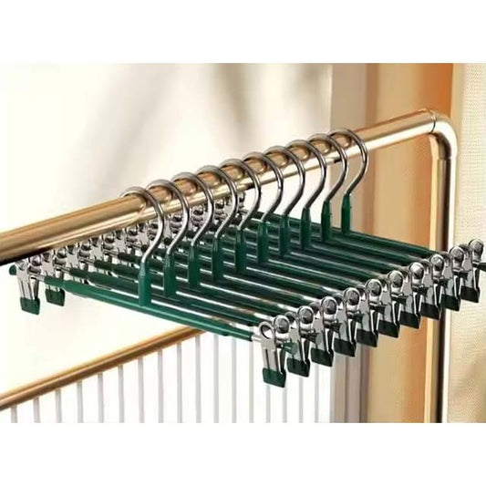 Stainless Steel Rack Clip – Anti-Slip Pants & Skirt Hanger with Wardrobe Clothespin Clamps