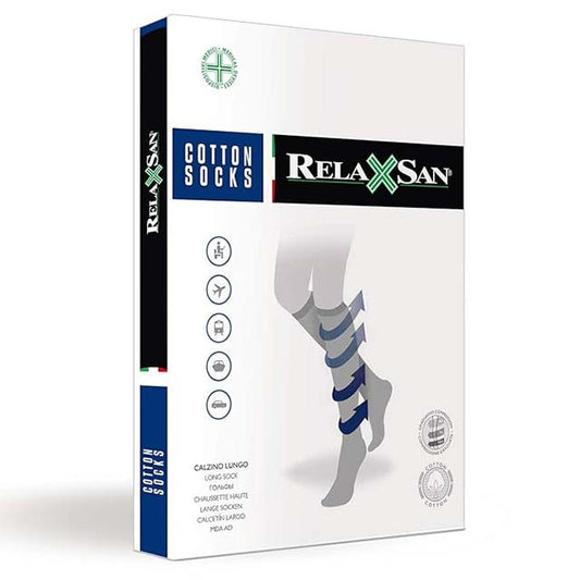 RelaxSan 820 Unisex Cotton Compression Socks – 15-20 mmHg Graduated Support, Size 5-XL [EU 43-45] in White