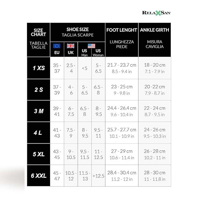 RelaxSan 820 Unisex Cotton Compression Socks – 15-20 mmHg Graduated Support, Size 5-XL [EU 43-45] in White