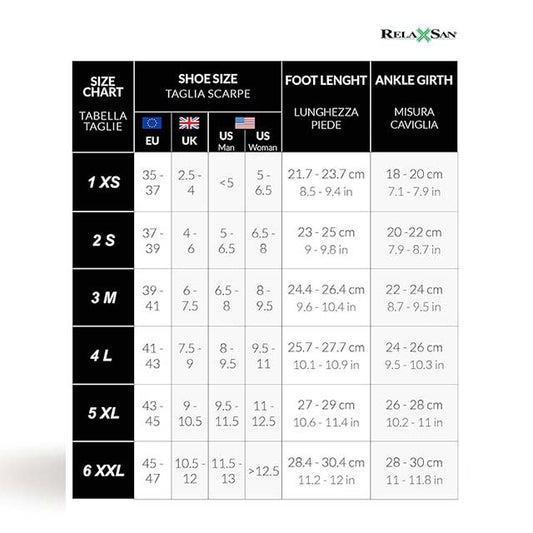 RelaxSan 820 Unisex Cotton Compression Socks – 15-20 mmHg Graduated Support, Size 5-XL [EU 43-45] in White