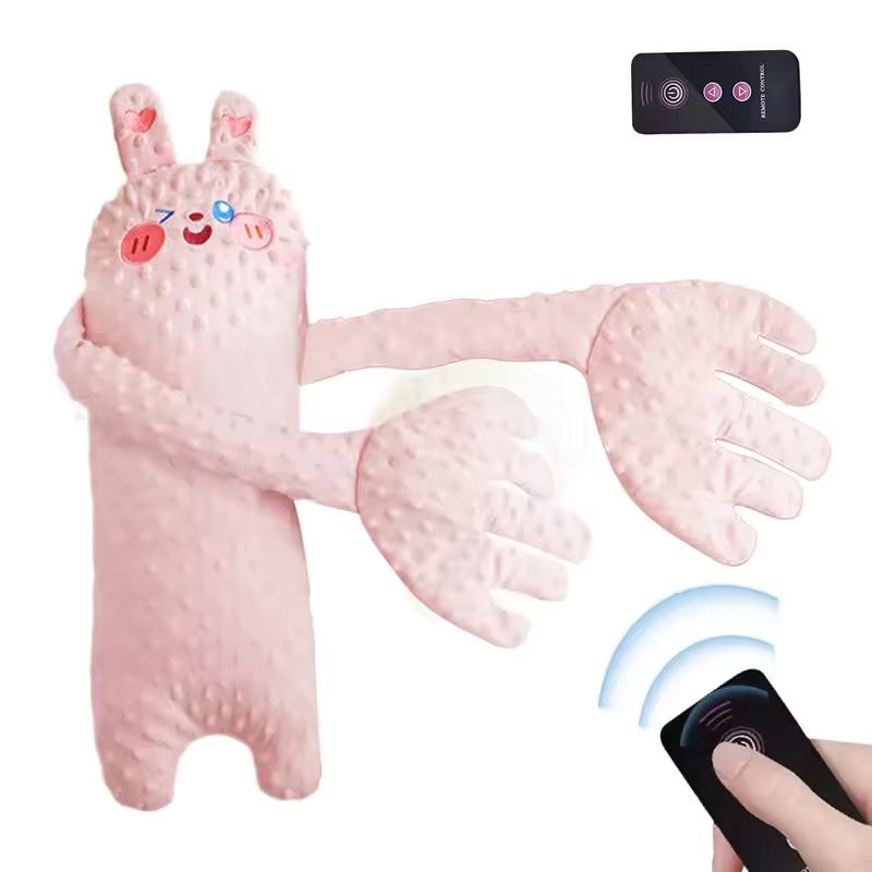 Apaise-bébé électrique télécommandé – Oreiller tapotant Ours de dessin animé 68 cm – Poupée apaisante multifonctionnelle en peluche avec massage rythmique et rembourrage en coton perlé pour nourrissons