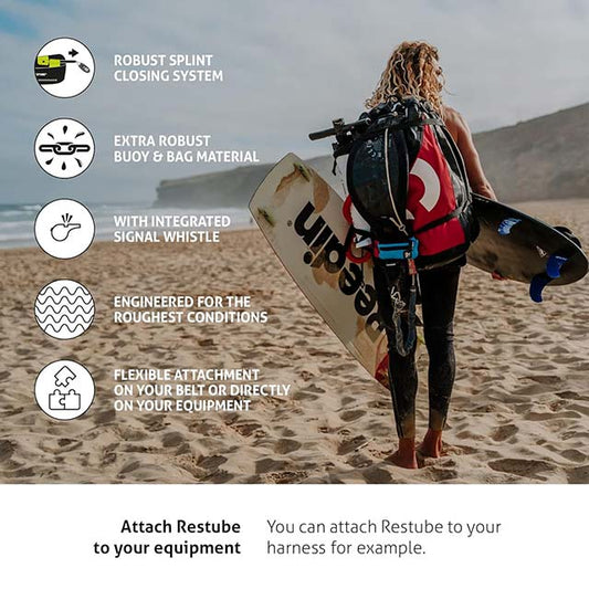 Restube Extreme Wild Swimming Safety Buoy – Open Water Buoyancy Aid for Swimmers, Surfers &amp; Lifeguards with One-Pull Inflatable Mechanism &amp; Whistle for Rough Conditions