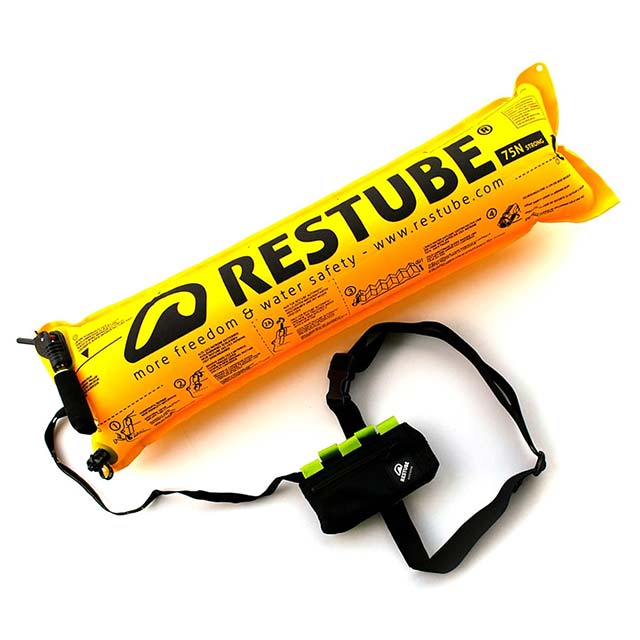 Restube Extreme Wild Swimming Safety Buoy – Open Water Buoyancy Aid for Swimmers, Surfers &amp; Lifeguards with One-Pull Inflatable Mechanism &amp; Whistle for Rough Conditions