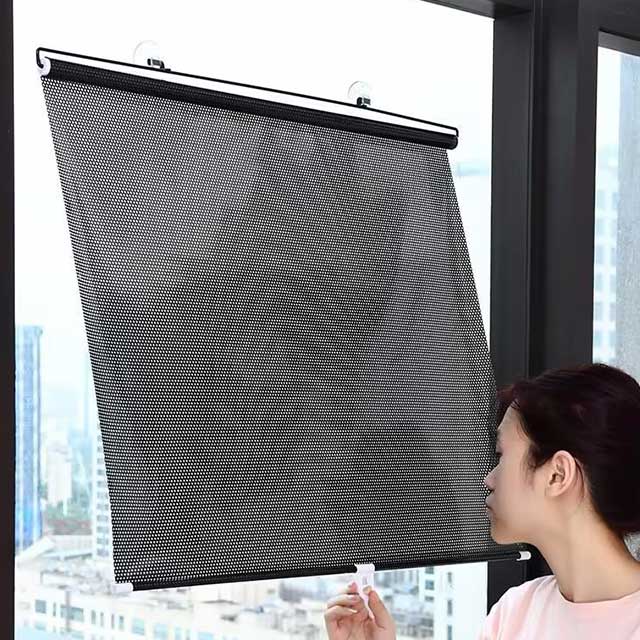 Retractable Car Front & Rear Window Sunshade - Windshield Sun Shade Cover for UV Protection & Privacy