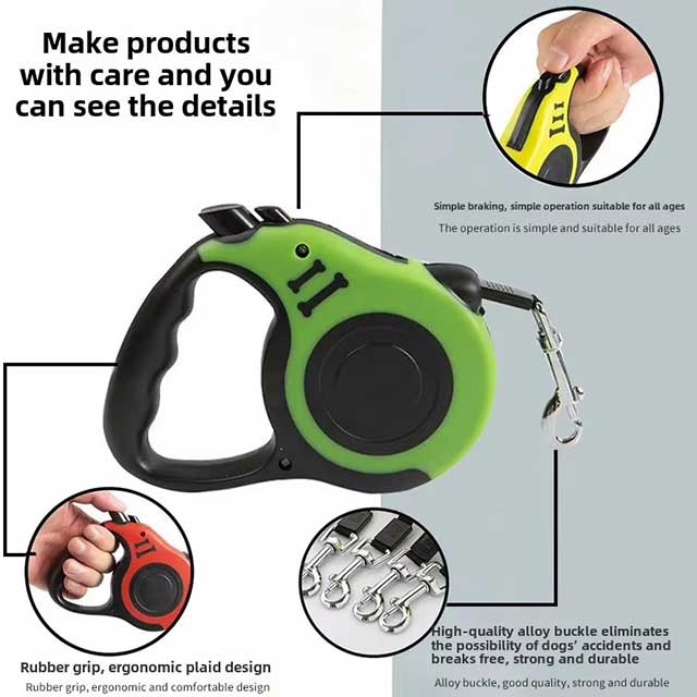 Retractable Dog Leash 3M/5M – Durable Nylon Lead for Small, Medium & Large Dogs or Cats, Automatic & Strong Pet Walking Lead