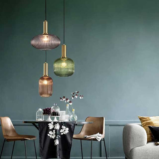 Retro Colorful Glass Pendant Light – Creative LED E27 Hanging Lamp for Restaurant, Living Room, Bedroom & Loft Decor