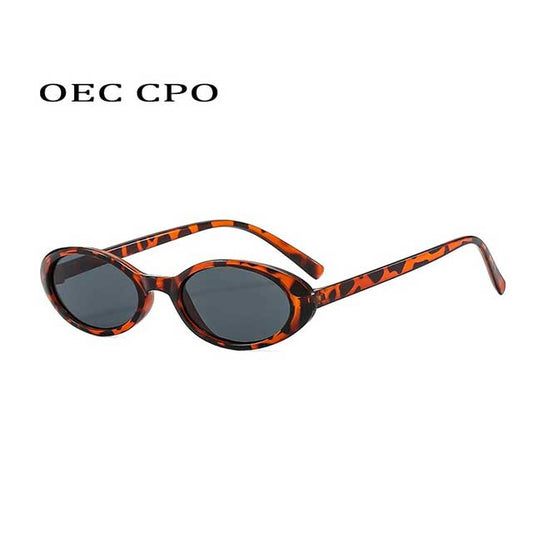 Retro Oval Cat Eye Sunglasses – UV400 Punk Style Eyewear for Women & Men | Black & Leopard Frame