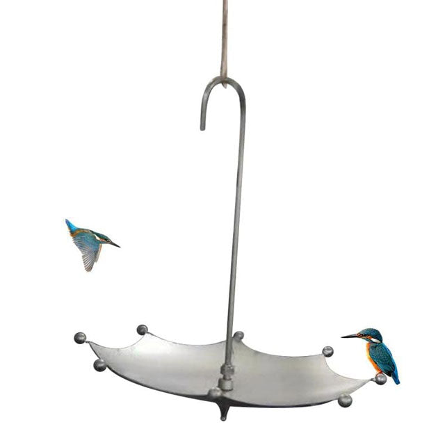 Retro Umbrella-Shaped Hanging Bird Bath &amp; Feeder – Rusty Outdoor Bird Tray &amp; Garden Decoration