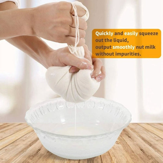 (30*40CM) Reusable Cotton Gauze Strainer Bags – Food-Grade Tofu & Cheesecloth Filter – Drawstring Cotton Bags for Butter, Nut Milk, and Coffee