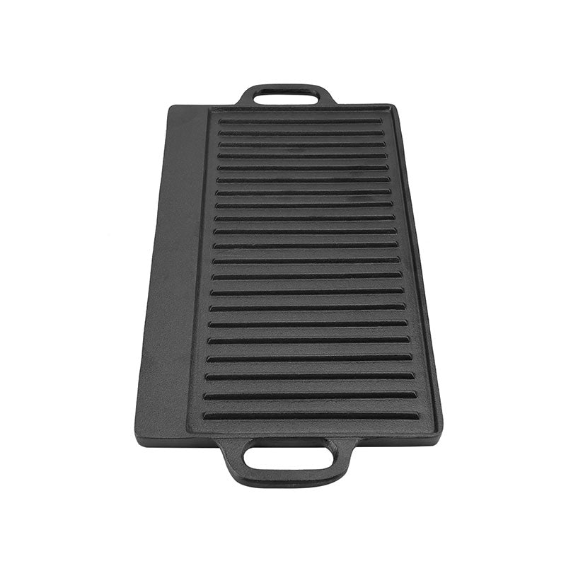Reversible Cast Iron Grill and Griddle Pan – Double-Sided Non-Stick Baking Tray & Ridged Cooking Plate – Heavy-Duty Bakeware