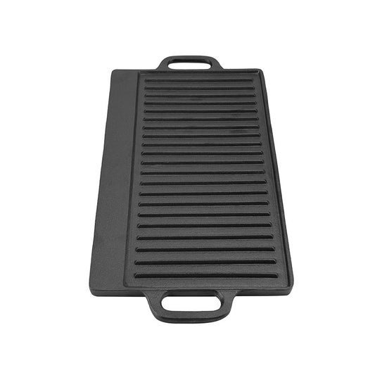Reversible Cast Iron Grill and Griddle Pan – Double-Sided Non-Stick Baking Tray & Ridged Cooking Plate – Heavy-Duty Bakeware