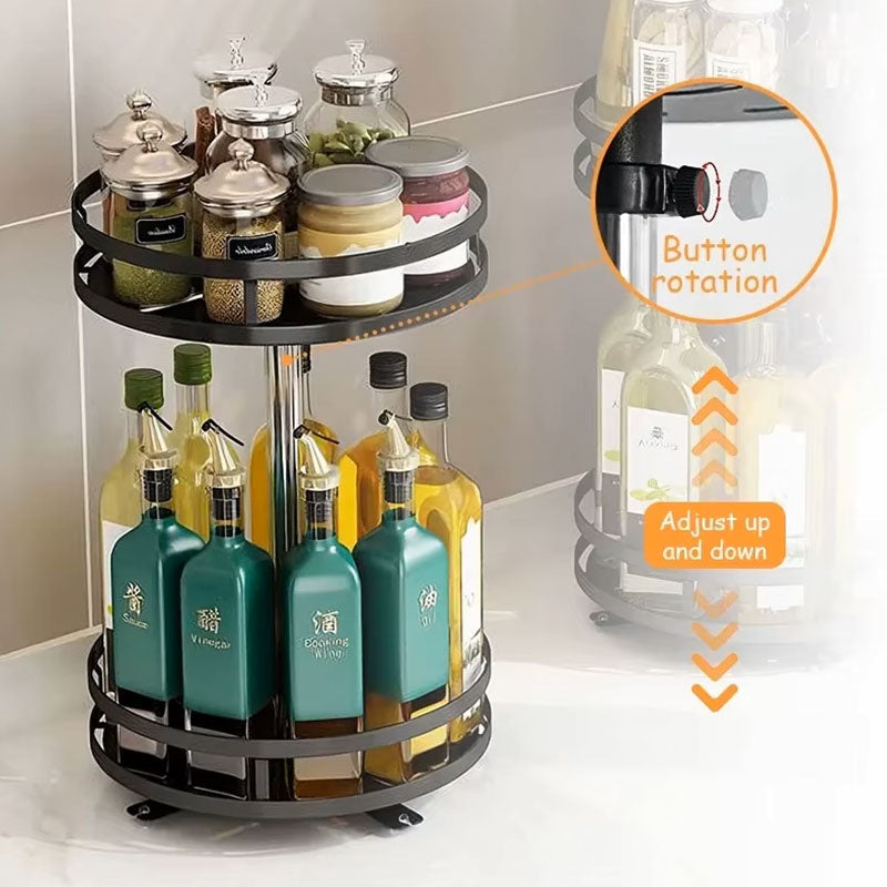 360° Rotatable Kitchen Spice Rack | Multi-Purpose Turntable Storage Organizer | Non-Slip Kitchen Accessories for Cabinet & Pantry