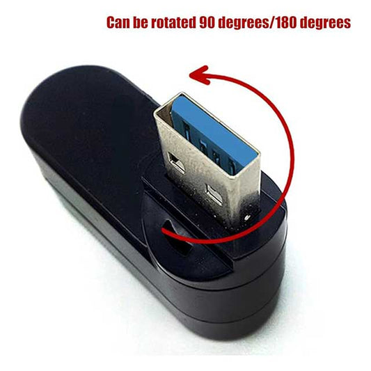 Rotatable USB Hub Splitter – 3-Port USB 2.0/3.0 Adapter with 90°/180° Swivel Design | Plug & Play, Hot Swap Supported USB Expander for Laptop & PC
