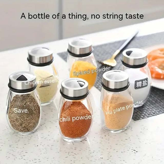 360° Rotating Single & Double-Layer Spice Storage Rack Tower Set with 6/12 Glass Spice Jars for Kitchen Cabinet & Countertop Organization