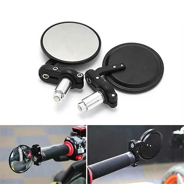 Universal 7/8″ Round Handlebar Motorcycle Rearview Side Mirrors – 1 Pair Bike End Mirror Accessory