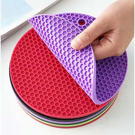 Round Heat-Resistant Silicone Mat – Non-Slip Drink Coasters & Thickened Pot Holder Placemat
