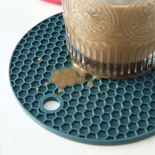 Round Heat-Resistant Silicone Mat – Non-Slip Drink Coasters & Thickened Pot Holder Placemat