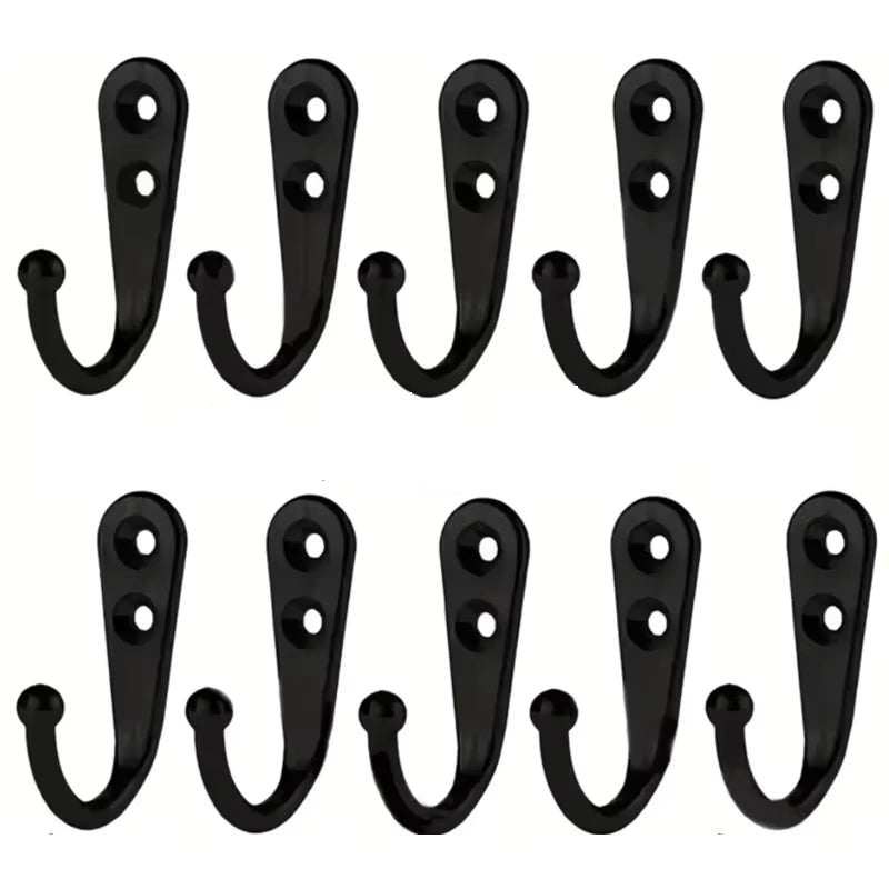 10pcs Vintage Mini Single Prong Hooks – Retro Bronze Style Wall-Mounted Hangers – Small Hooks for Keys, Jewelry, and Hats in White & Blue Finishes