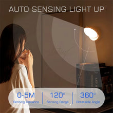 Veilleuse LED à détecteur de mouvement – Lampe à induction intelligente rechargeable par USB – Éclairage sans fil sous meuble et armoire (lumière blanche/chaude)