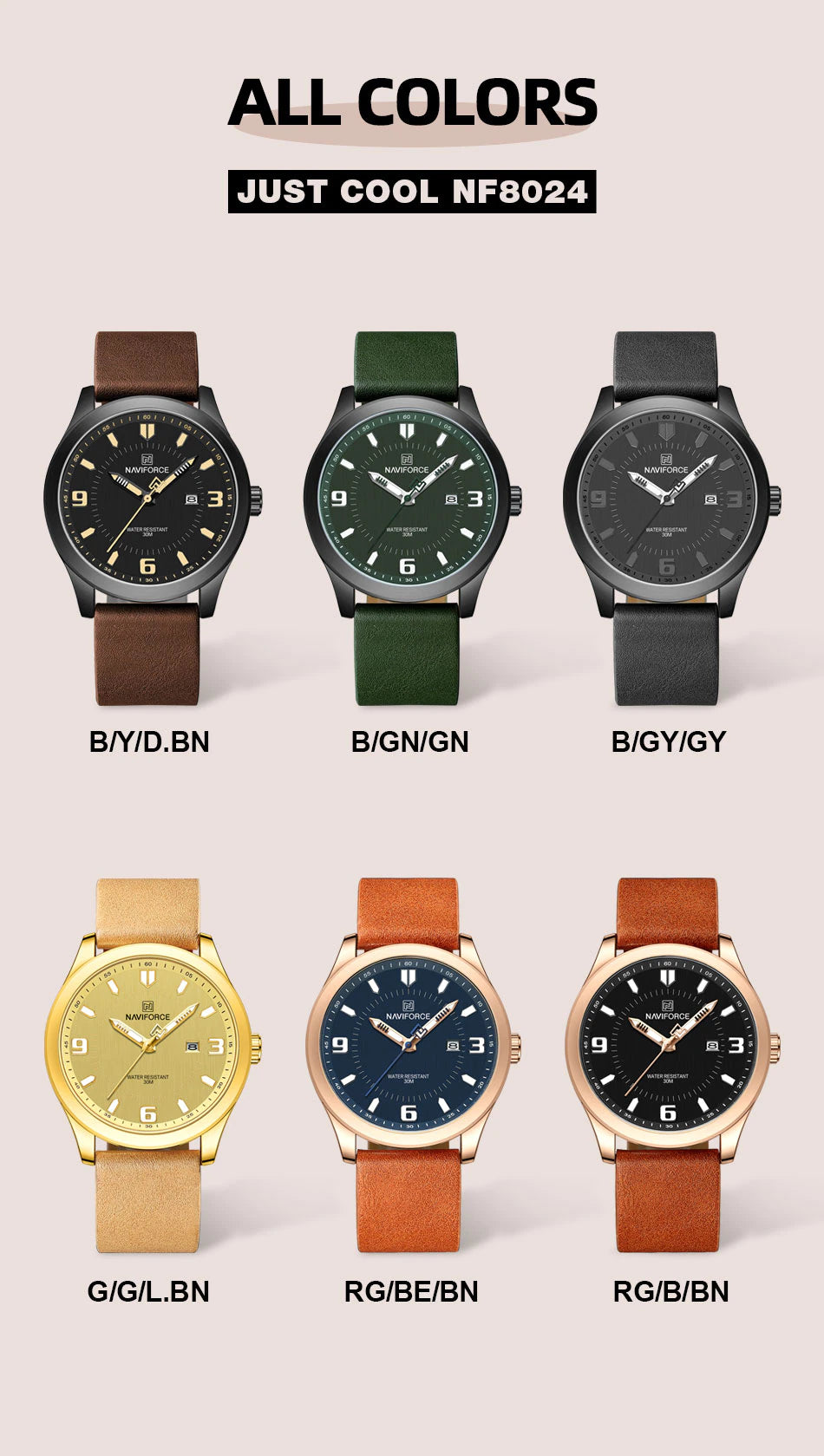 NAVIFORCE Leather Men Watch (NF8024)