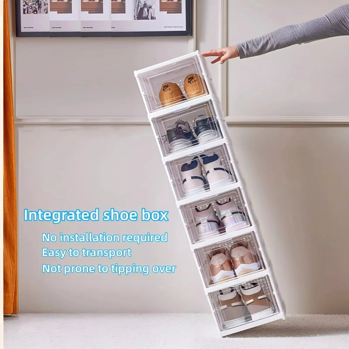 Boîte de rangement à chaussures pliable à 3/6 niveaux – Organisateur de baskets transparent et empilable – Armoire à chaussures pliable et étagère anti-poussière