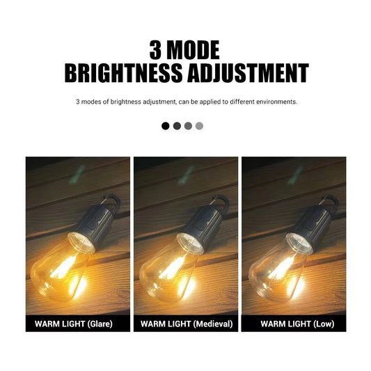 USB Rechargeable LED Camping Light – Portable Outdoor Hanging Lantern with 3 Lighting Modes & Type-C Charging