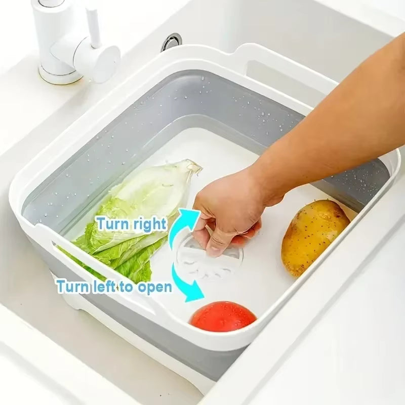 Seau pliant en silicone avec bouchon de vidange – Bassine portable pour le camping, la pêche et les pique-niques