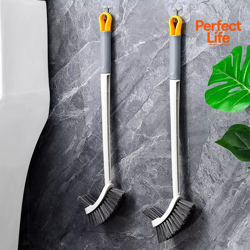 Long-Handled Suction Cup Toilet Brush – Hole-Free Wall-Mounted Double-Sided Elbow Cleaner – 360° No Dead Corner Scrubber for Squatting Pans and Sinks