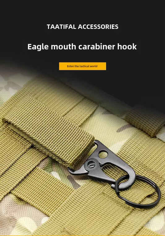 Black Multi-Functional Bag Lock Key Chain Accessories | Webbing Eagle Beak Buckle & Mountaineering Hook for Outdoor Camping