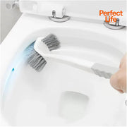 Brosse de toilette à ventouse à long manche – Nettoyant coudé double face mural sans perçage – Éponge de récurage à 360° sans angle mort pour toilettes à la turque et éviers