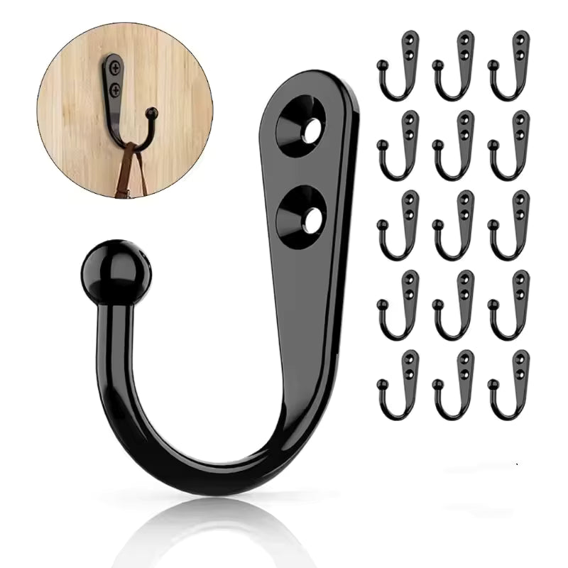 10pcs Vintage Mini Single Prong Hooks – Retro Bronze Style Wall-Mounted Hangers – Small Hooks for Keys, Jewelry, and Hats in White & Blue Finishes