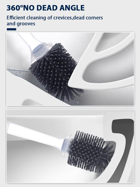 Water Spray Silicone Toilet Brush – 40cm Long Handle Refillable Scrubber – Wall-Mounted Breathable TPR Brush for Deep WC Cleaning