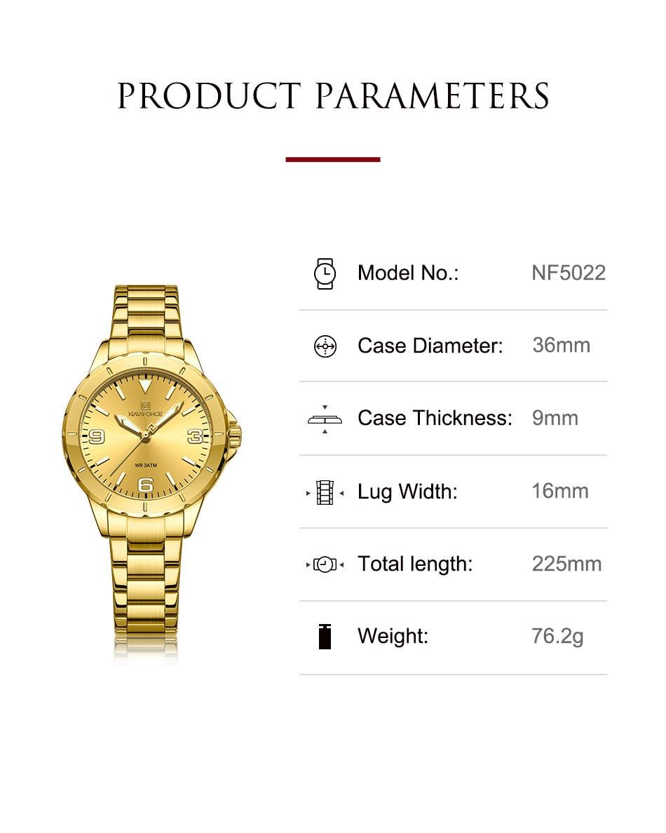 Montre femme NAVIFORCE en acier inoxydable (NF5022) 
