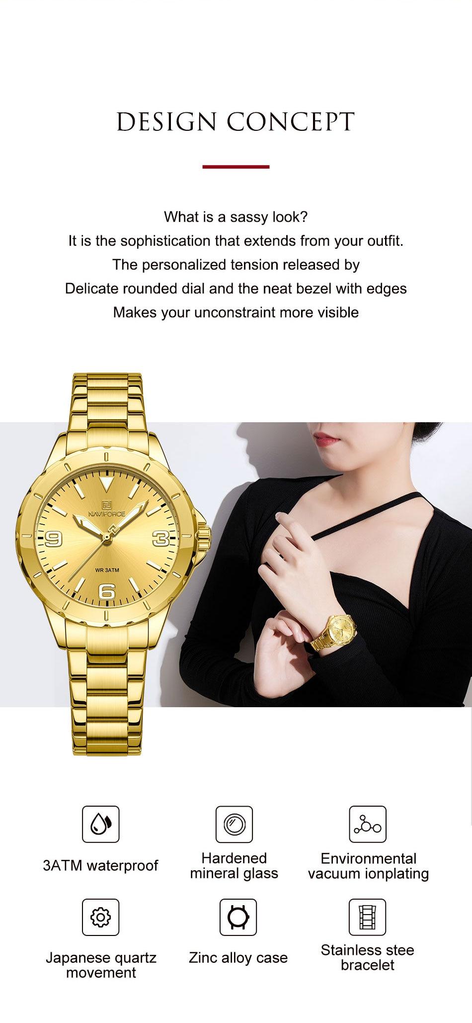 Montre femme NAVIFORCE en acier inoxydable (NF5022) 