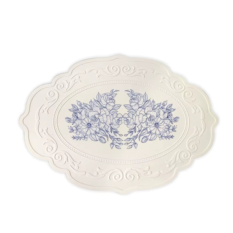 Napperon de table en silicone sculpté floral – Protection de table gaufrée rétro – Napperon antidérapant, imperméable et résistant à la chaleur pour la décoration de la maison, des cafés et des cuisines