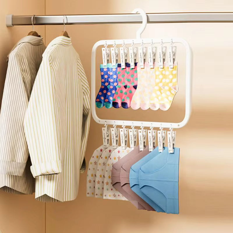 Séchoir multi-pinces pour chaussettes – Étendoir à linge amovible et peu encombrant pour sous-vêtements, serviettes, chaussettes et vêtements de bébé