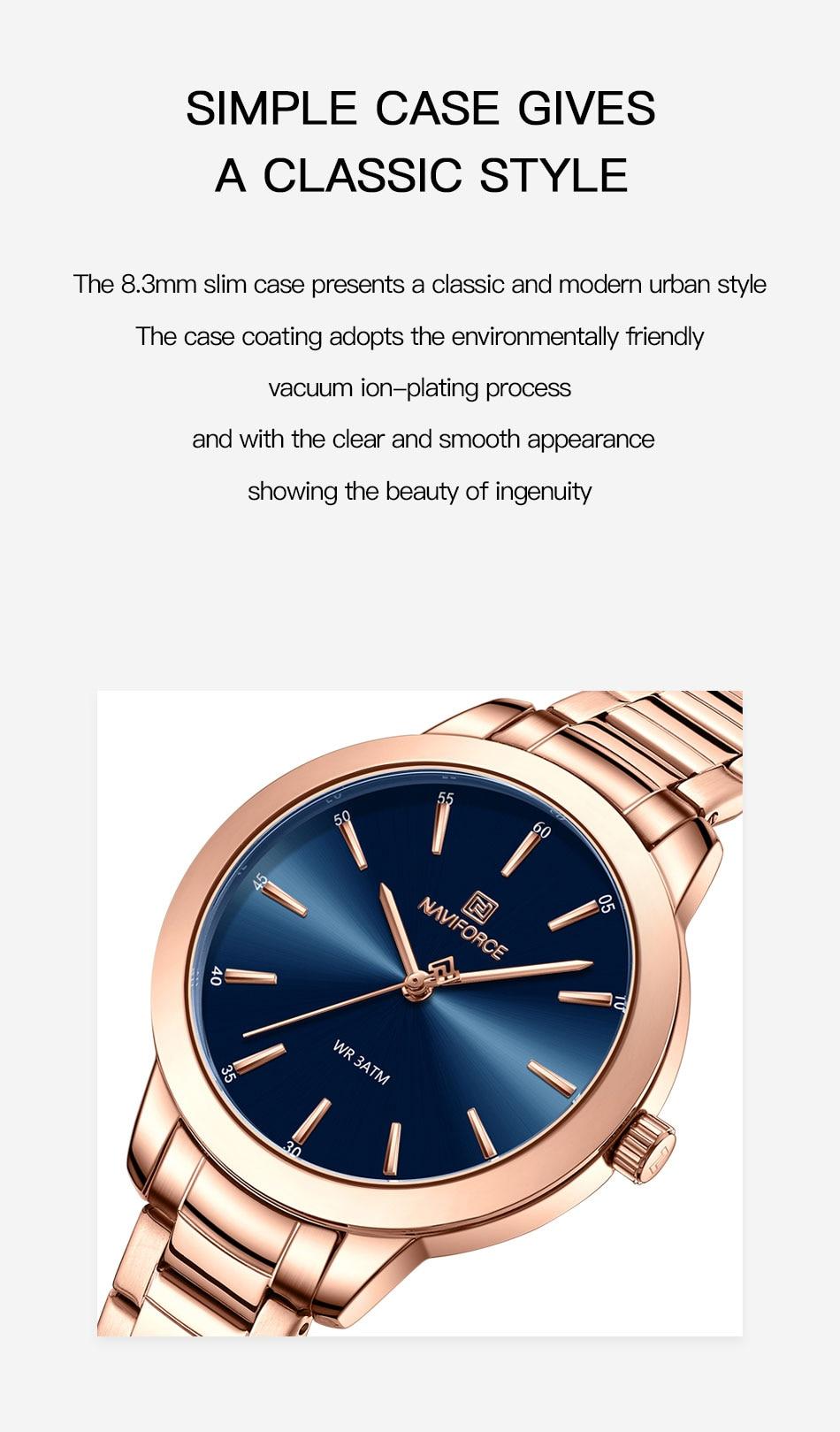 Montre femme NAVIFORCE en acier inoxydable (NF5025) 