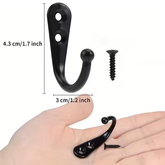10pcs Vintage Mini Single Prong Hooks – Retro Bronze Style Wall-Mounted Hangers – Small Hooks for Keys, Jewelry, and Hats in White & Blue Finishes