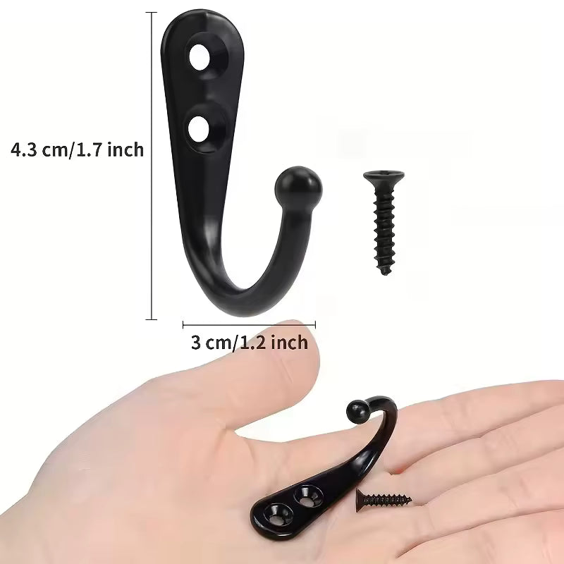 10pcs Vintage Mini Single Prong Hooks – Retro Bronze Style Wall-Mounted Hangers – Small Hooks for Keys, Jewelry, and Hats in White & Blue Finishes