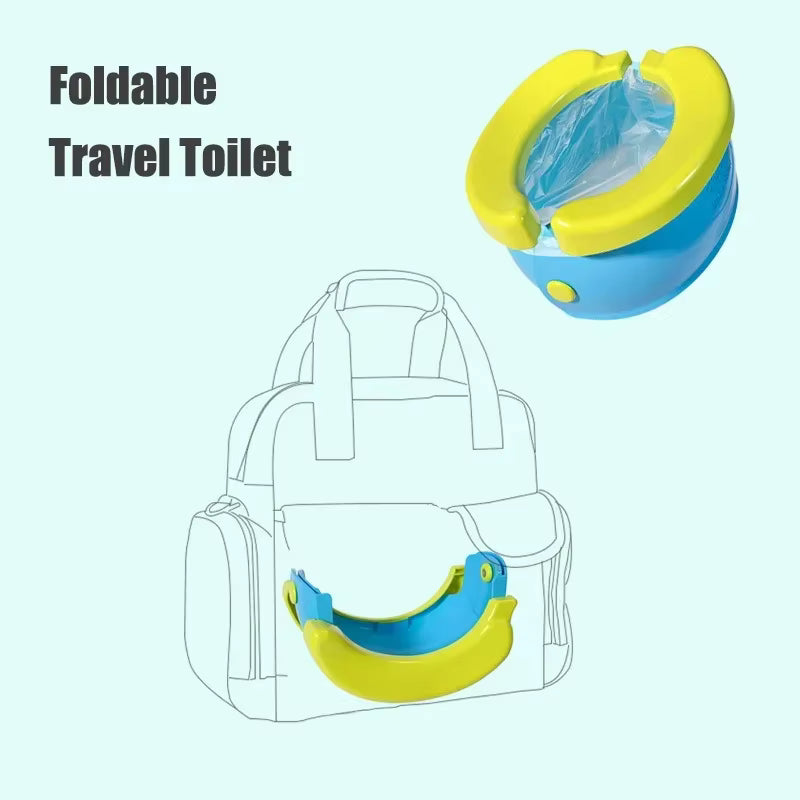 Foldable Travel Baby Potty – 2-in-1 Portable Training Seat & Outdoor Urinal – Compact Toddler Toilet for Camping, Travel, and Home (Pink/Blue)