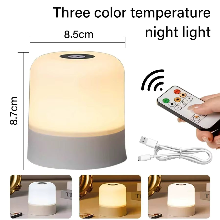 KIQUNE RGB LED Night Light – Dimmable Touch Control Bedside Lamp – Rechargeable or Plug-in Desktop Mood Lighting – Multi-Color RGB Desk Lamp for Reading, Bedroom, and Nursery – CE Certified