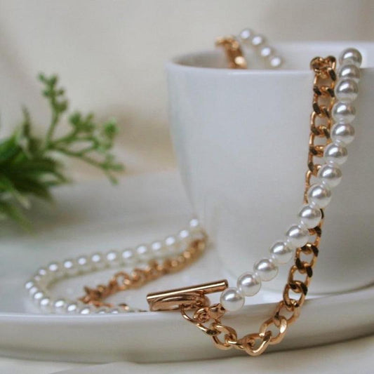 Collier vintage en perles pour femme, fait main (EGN231)