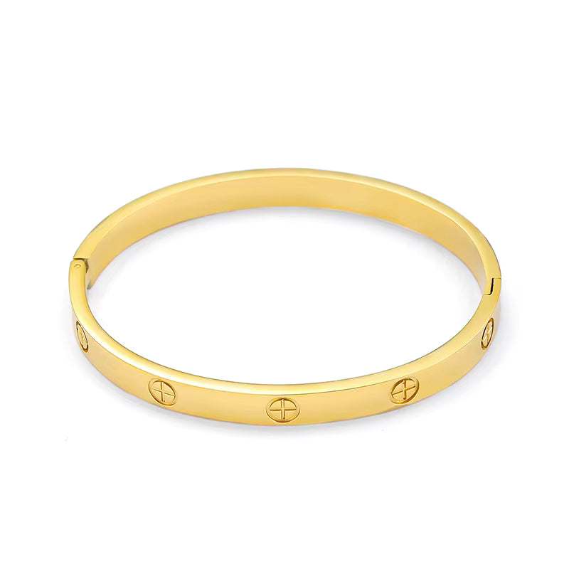 CARLIDANA Gold Cross Bracelet & Bangle for Women - Waterproof Stainless Steel (EGBT500)