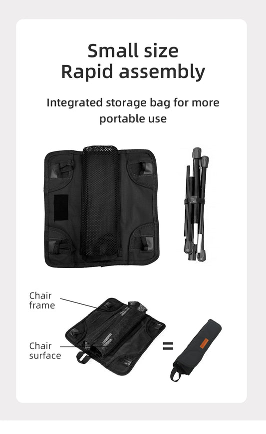 Tabouret de camping pliant portable PACOONE – Chaise ultralégère en alliage d'aluminium pour la pêche, les pique-niques et les activités de plein air