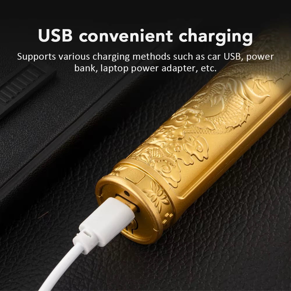 Golden Dragon & Phoenix Nose Hair Trimmer – Professional Nostril Hair Cutter – Waterproof Washable Blade Head – Compact & Portable Luxury Grooming for Men & Women