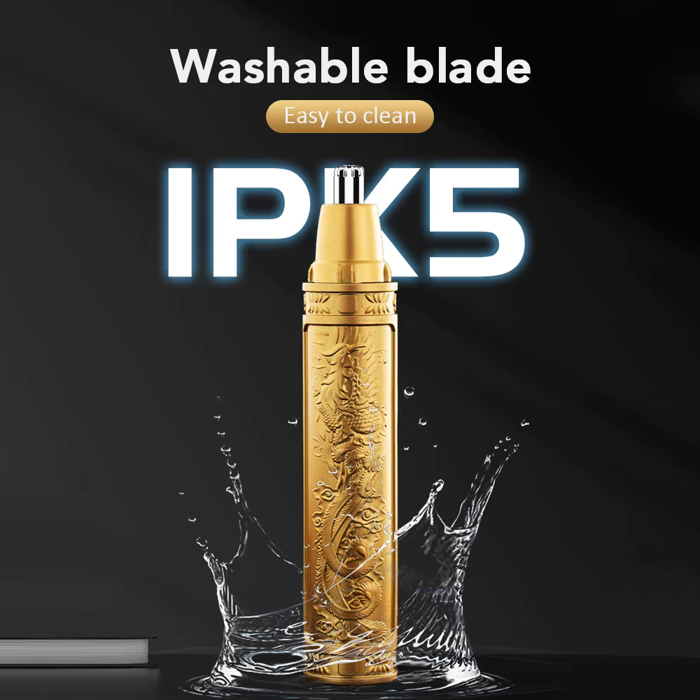 Golden Dragon & Phoenix Nose Hair Trimmer – Professional Nostril Hair Cutter – Waterproof Washable Blade Head – Compact & Portable Luxury Grooming for Men & Women